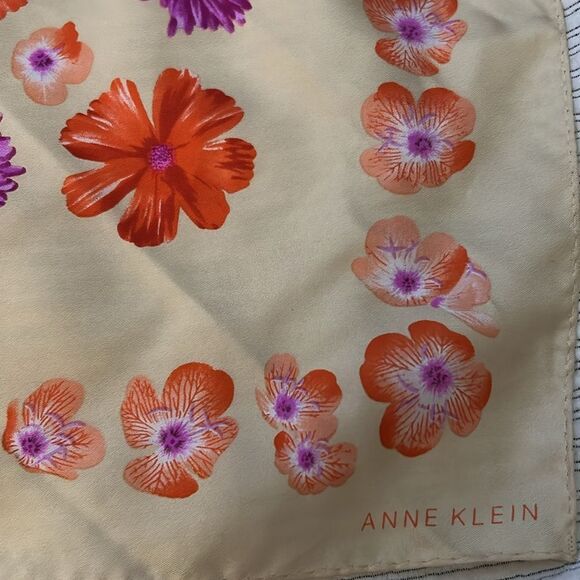 Anne Klein Cream Floral Silk Scarf - Picture 6 of 9